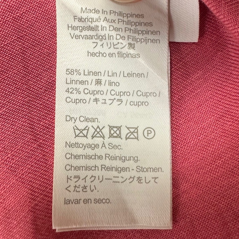 J.Crew Pink Linen Cupro Faux Wrap‎ Flutter Sleeve Dress Size 20 Spring Preppy - Picture 7 of 8
